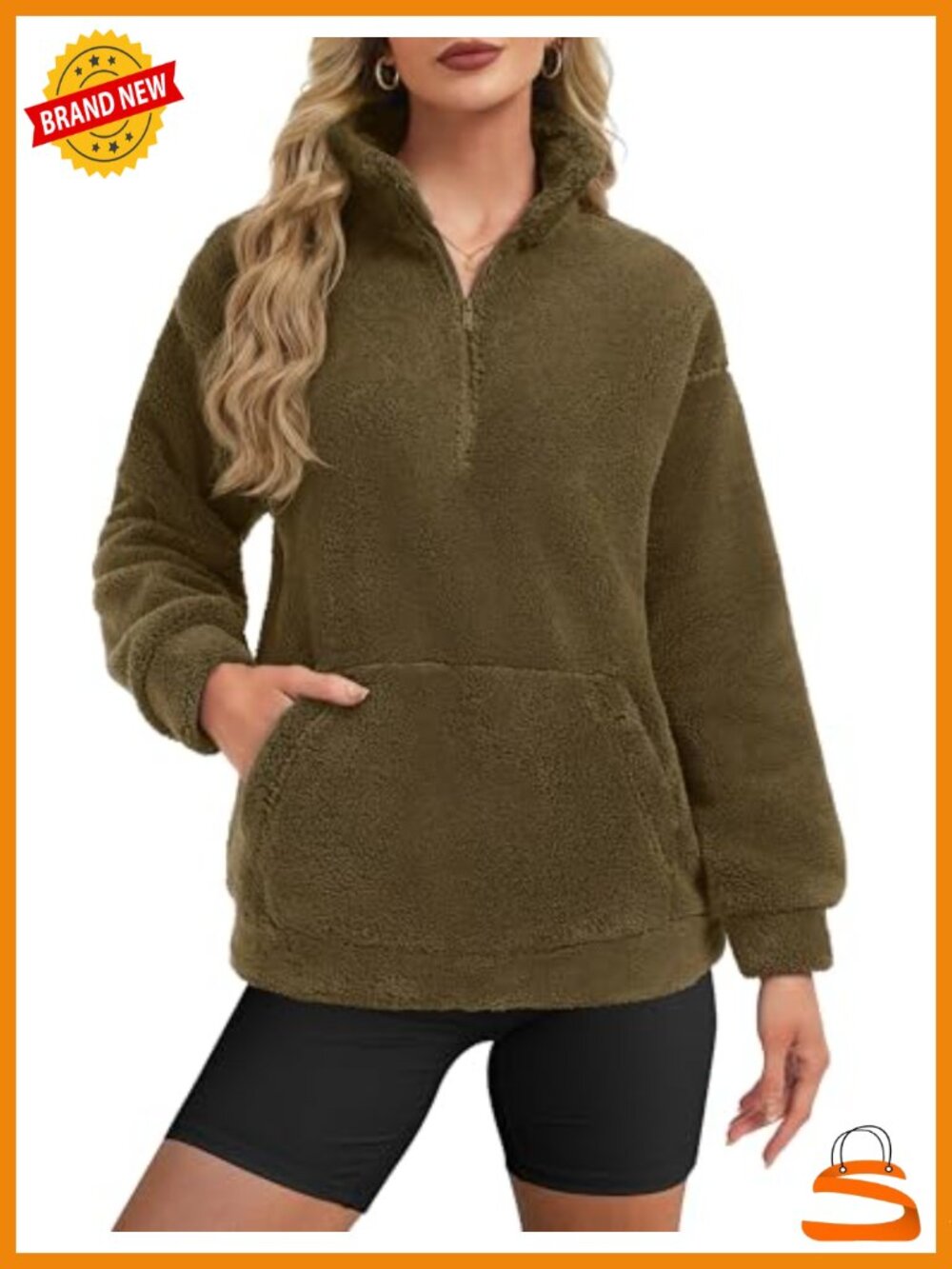 Fleece Pullover Women Long Sleeve Fuzzy Half Zip Sweatshirt